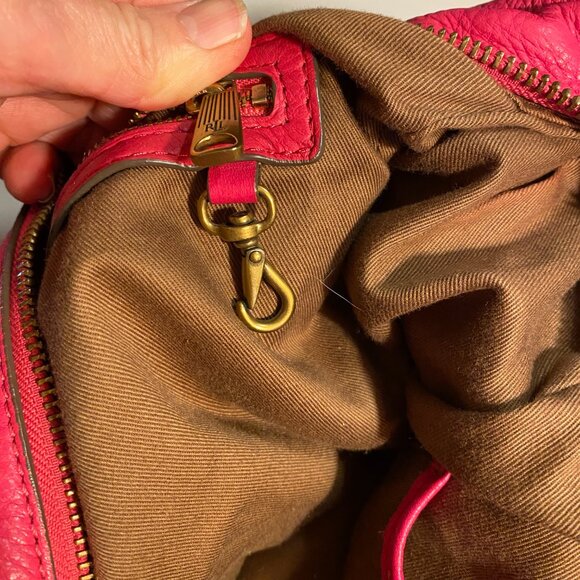 Ralph Lauren Pebbled Leather Shoulder Bag - Hot Pink - Brass Hardware - Picture 8 of 15
